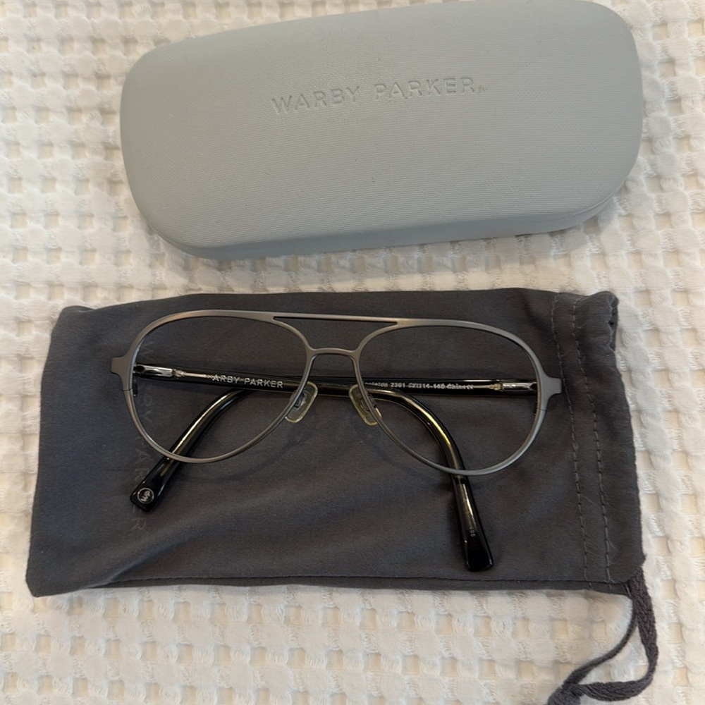 Warby Parker Aviator Eyeglass Sunglass Frames with Hard & Soft  Cases